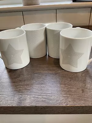 Set Of 4 Tea/Coffee Mugs. Silver And White. Two Of Each Design. BNIB. • £4.99
