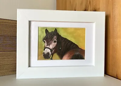 Exmoor Pony Framed Mini Print From My Own Pet Portrait Watercolour Painting.  • $20.70