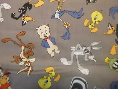 $4 • Buy Looney Tunes On Grey Cotton Fabric  (28  Wide X 38   Long)