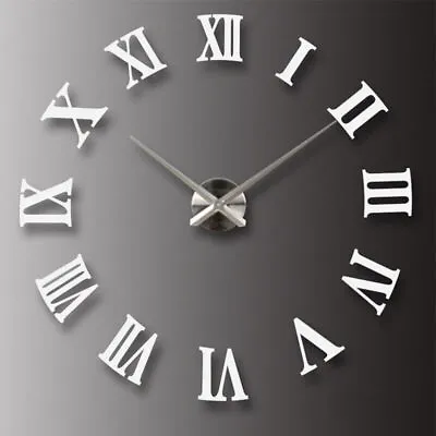 Wall Clock 3D Stick-on Wall Clock DIY Home Decor Large Number Modern Frameless • £3.99