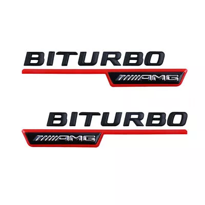 2Pcs Matte Black Red Biturbo Emblem Car Vent Fender Badge For Mercedes-Benz AMG • $19.98