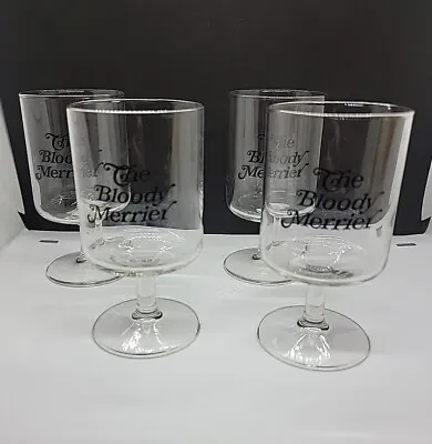 Set Of 4 The Bloody Merrier Mid Century Bloody Mary 12 Oz. Vintage Bar Glasses • $20