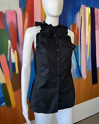 Yves Saint Laurent Spring 2006 Size 40 Sleeveless Top Stefano Pilati Black Cotto • $130