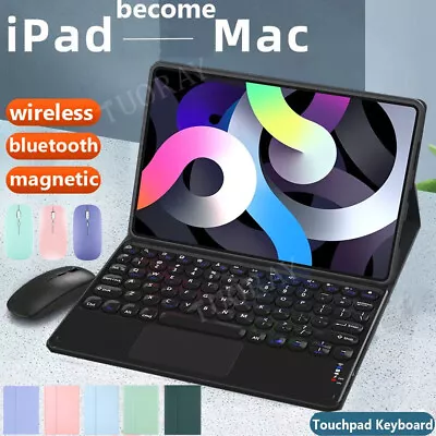 Round Cap Touchpad Keyboard Case Mouse For IPad 10/9/8/7/6/5 Gen Air 5/4 Pro 11 • $45.99