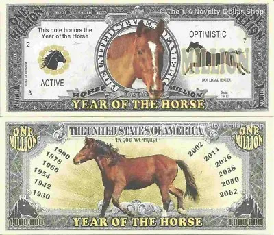 Year Of The Horse Active Optimistic Million Dollar Bills X 2 Chinese Zodiac 2014 • £1.99
