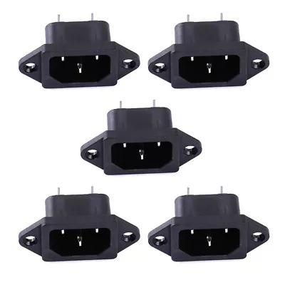 5PC AC 250V 10A 3Pin Plug Panel Mount Power Inlet Sockets Receptacle IEC 320 C14 • $8