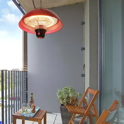 Patio Ceiling Heater Outdoor Chain Hanging Electric Halogen Infrared Heater Red • £89.95