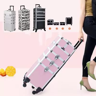 $92.99 • Buy 3/4in 1 Pro Aluminum Rolling High Quality Makeup Case Cosmetic Organizer Trolley