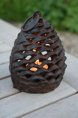 Cast Iron Pine Cone Lantern Tealight Candle Holder 13cm Garden Or Indoor • £16.99