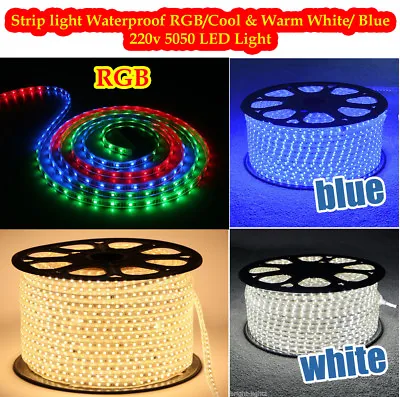 LED Strip 220V 230V 240V RGB Waterproof 5050 SMD Lights Rope+ Free AC Adopter • £149.99