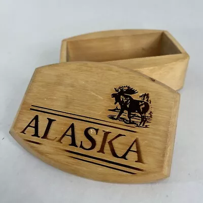 Alaska Wooden Trinket Box Handmade Artist Ray Gary Healy Alaska Moose Mountains • $17.95