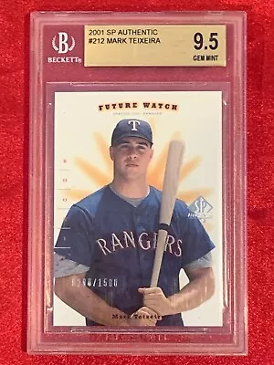 2001 Upper Deck SP Mark Teixeira RC Rookie Card BGS 9.5 Gem Mint #212 /1500 • $59.99