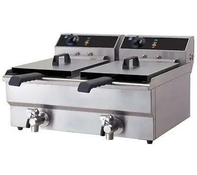 £285 • Buy Commercial Electric Fryer Counter Top Double Tank Twin Baskets Chips Chicken 