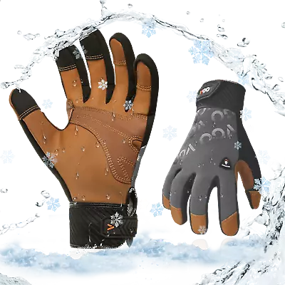 Vgo 1 Pair Goatskin Winter Waterproof Light Duty Work Glove (GA9604FLWP-GRA) • $23.18