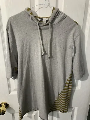 Y 3 Grey Striped Hooded T-shirt Medium Good Condition. • £15