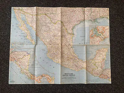 £8.99 • Buy Mexico And Central America Vintage National Geographic Map 1961 Old Panama Old