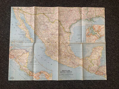 £8.99 • Buy Mexico And Central America Vintage National Geographic Map 1961 Old Panama Old