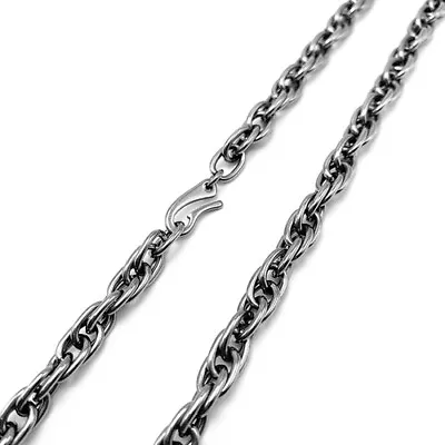 New Pure Titanium Twisted Necklace 7mm Anti Allergic Lightweight Trendy Hip-hop • $46.74