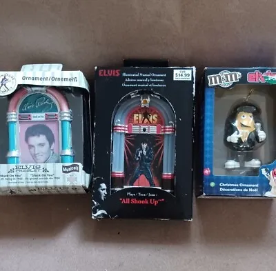 Lot Of 3 Elvis Ornaments  American Greetings Musical Stuck On You Kurt Adler M&M • $34.99