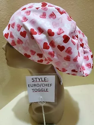 Candy Hearts (mini) Valentines Women's  Euro/Chef Surgical Scrub Hat/Cap  • $19.25
