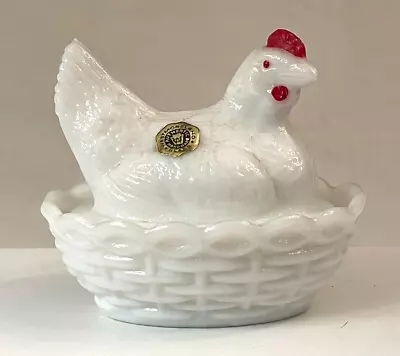 **westmoreland** Minature Chicken Dish Milk Glass White With Removable Lid   • $8.99