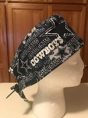 Scrub Or Chef Hat Medical Nursing Chemo Skull Cap Dallas Cowboys Cotton Fabric • $18.99