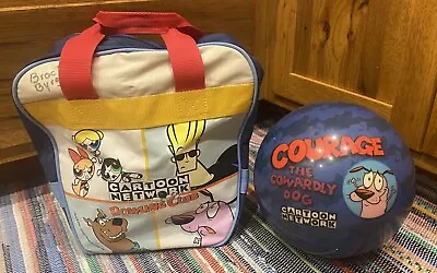 2002 Courage The Cowardly Dog VIZ-A-BALL Bowling Ball Cartoon Network Club Bag • $119.91