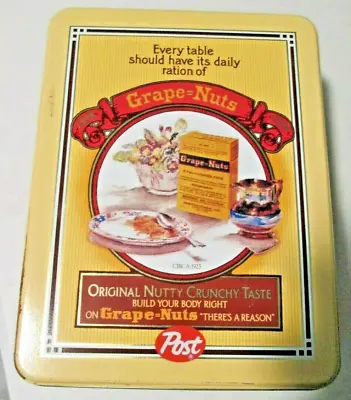 Vintage 1898 Reproduction Grape-Nuts Cereal Tin 8  X 3.25  X 6  No Dents • £1.90