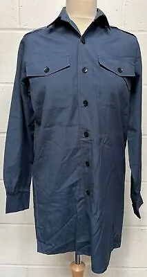 British Military RAF Issue Long Sleeve Dark Blue Working Dress Shirt Size 35/37 • £10.95