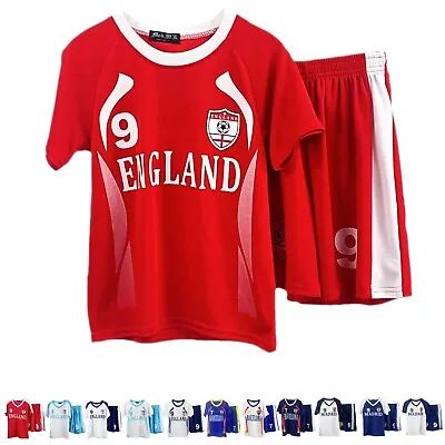 £8.99 • Buy Football Summer Shorts Boys Girls Top T-Shirt Vest Kit Set Outfit Gift England 