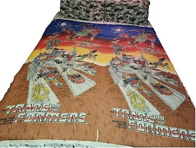 RARE 1986 Transformers Bedding Bed Flat Sheet Full Size Cartoon 80s • $49.99