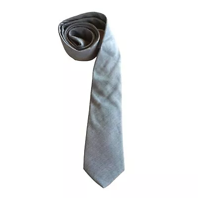 J Ferrar Chambray Tie Narrow Blue Cotton Blend Woven Minimalist Preppy • $5