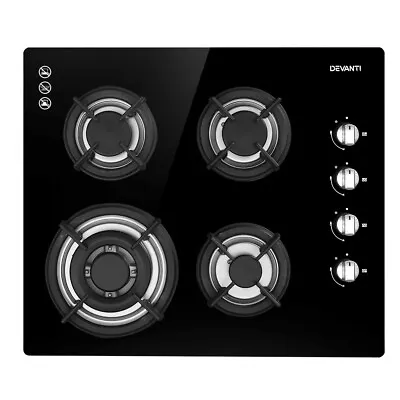 4 Burner Gas Cooktop Kitchen Cooker Tempered Glass Stove Stainless Steel Knob • $252.95
