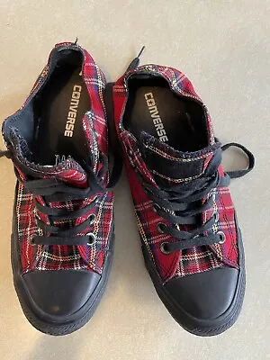 Converse Chuck Taylor All Star Low Red PLAID Shoes Sneakers Women's 7 MEN'S 5 • £26.99