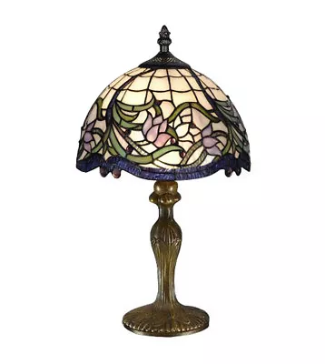 £64.99 • Buy Elegant Floral Tiffany Handcrafted Glass Table / Bedside Lamps - Christmas Gift