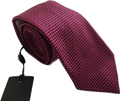 New DUCHAMP LONDON Skinny Navy/Pink BOX DIAMOND Jacquard LUXE SILK Necktie TIE • $50