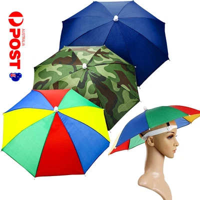 $17.29 • Buy 3pcs Set Sun Umbrella Hat Rain Foldable Golf Fishing Camping Headwear Head Cap  