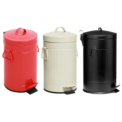 Kitchen Bathroom 3 LTR American US Style Pedal Bin Retro Rubbish Waste Dustbins • £9.85