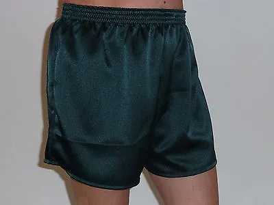 Bottle Green  Glossy  Poly Satin Boxer Shorts Large With Free Postage • £7.95