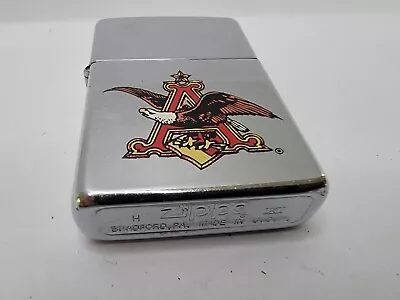 $39.99 • Buy 1995 Chrome Zippo Anheuser Budweiser Logo Bald Eagle Advertising Silver
