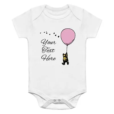 £6.99 • Buy Winnie The Pooh Baby Vest - Personalised With Name Text And Balloon Baby Grow 