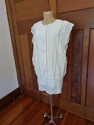 $55 • Buy Binny Size 10 White Cotton Lace Shift Dress