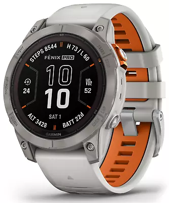 Garmin Fenix 7 Pro Solar Sapphire 47mm GPS Smartwatch Gray/Orange • $899.99