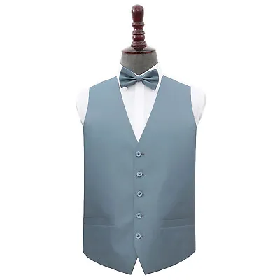 Mens Waistcoat & Bow Tie Set Plain Shantung Formal Wedding Tuxedo Vest By DQT • £21.49