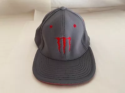 Monster Energy Drink Logo  Hat Cap Red Logo Gray Pacific Headwear Sm-med • $30