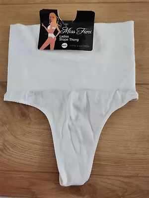 Miss Fiori Shape Thong Size Small UK 10 White • £9.49