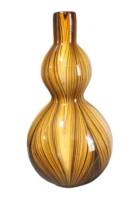 Mid-Century-Modern Encased Studio Art Glass Swirls Multicolored Earth Tones Vase • $123.25