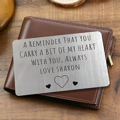 Personalised Gift For Him Wallet Card Insert For Husband / Boyfriend Keepsake • £4.95