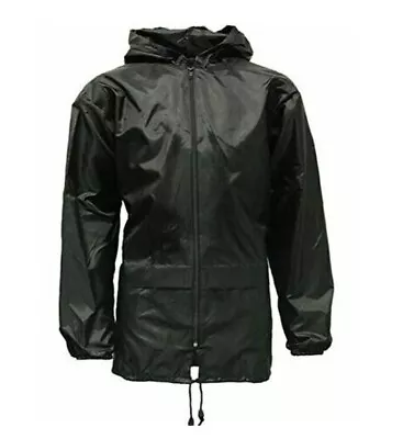 Unisex  BLACK Light Weight Shower Proof  Jacket KAGOOL-SIZES-Small To 6 XL • £7.99