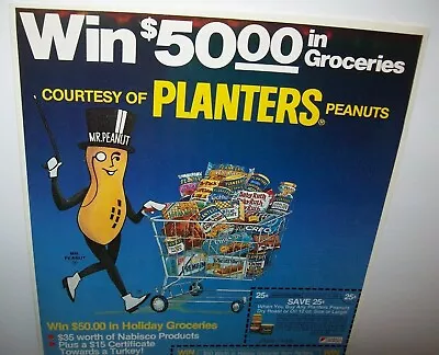 Mr Peanut Vintage 1985 Contest Coupon Planters Nuts Mister Peanuts Shopping Cart • $14.45